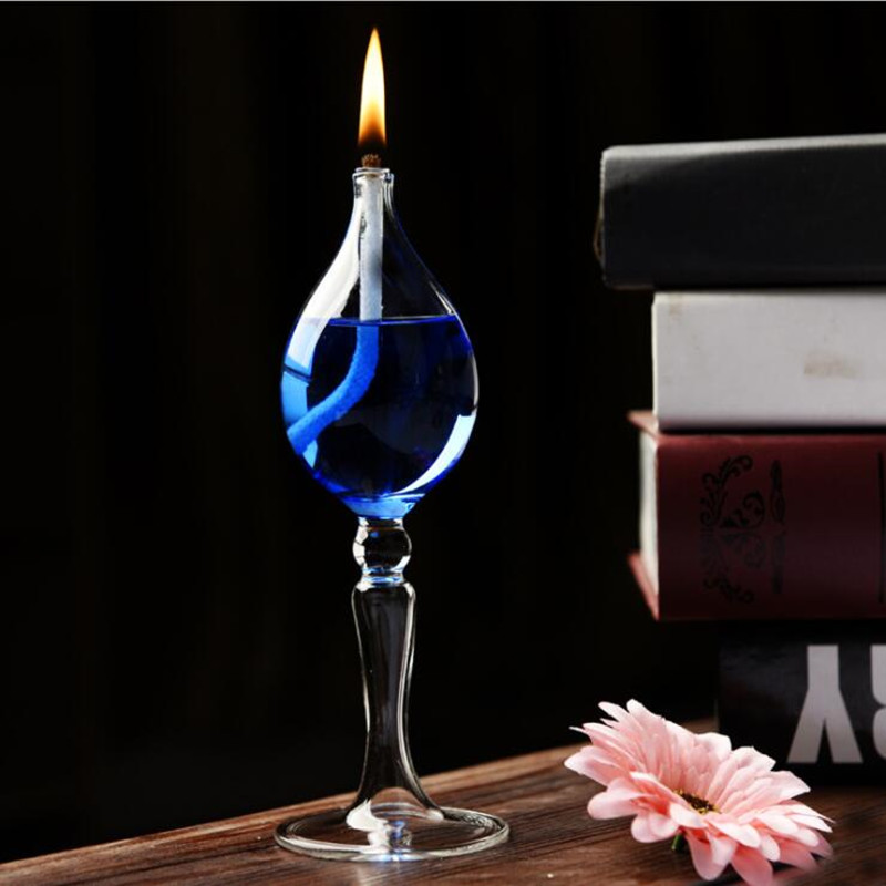 Transparent Glass Oil Lamp Decorative Stripped Glass Table Lamp