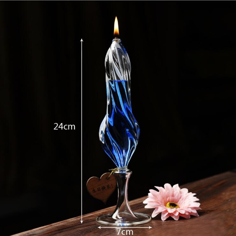 Transparent Glass Oil Lamp Decorative Stripped Glass Table Lamp