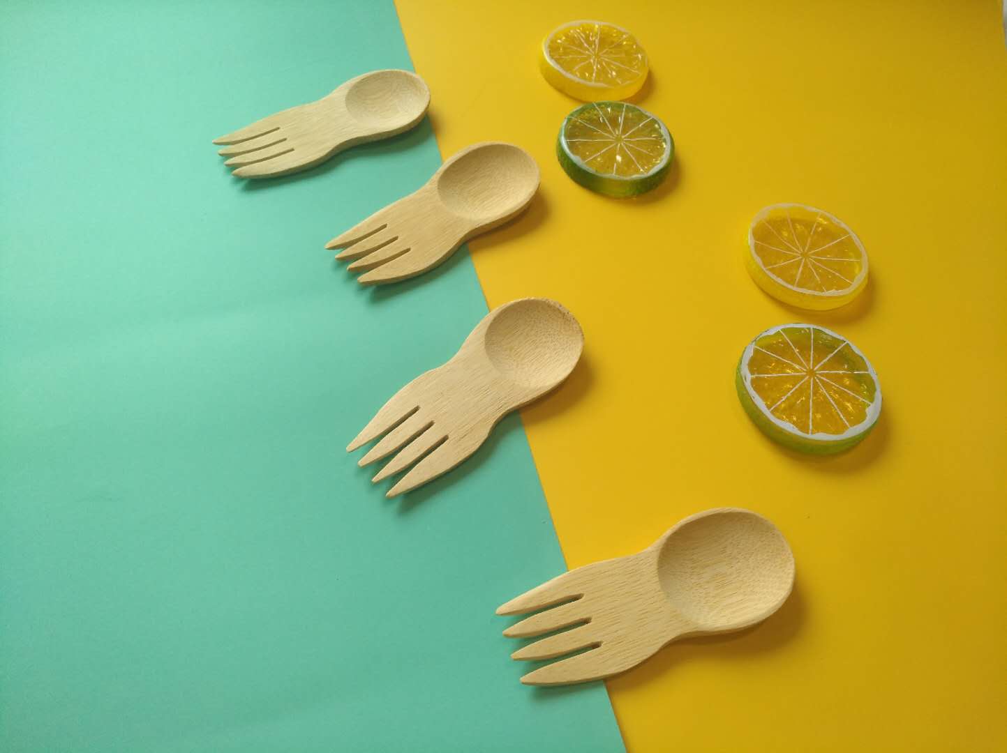 100 Biodegradable Bamboo cutlery sets with Customized Logo Reusable eco friendly bamboo forks