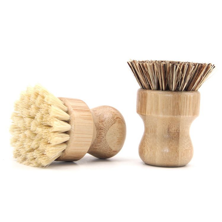 plastic free 100 biodegradable kitchen cleaning burush bamboo potdishpan brush customized logo zero waste