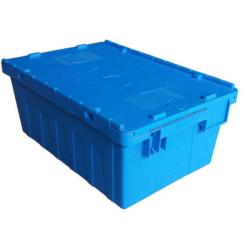 600400240mm PP Material Stackable and Nestable Industrial Storage Plastic Moving Crate with Lid