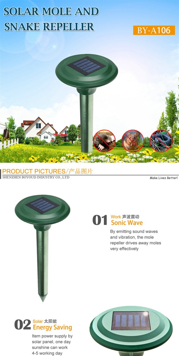 Waterproof Garden Solar Powered Ultrasonic Mole Repeller