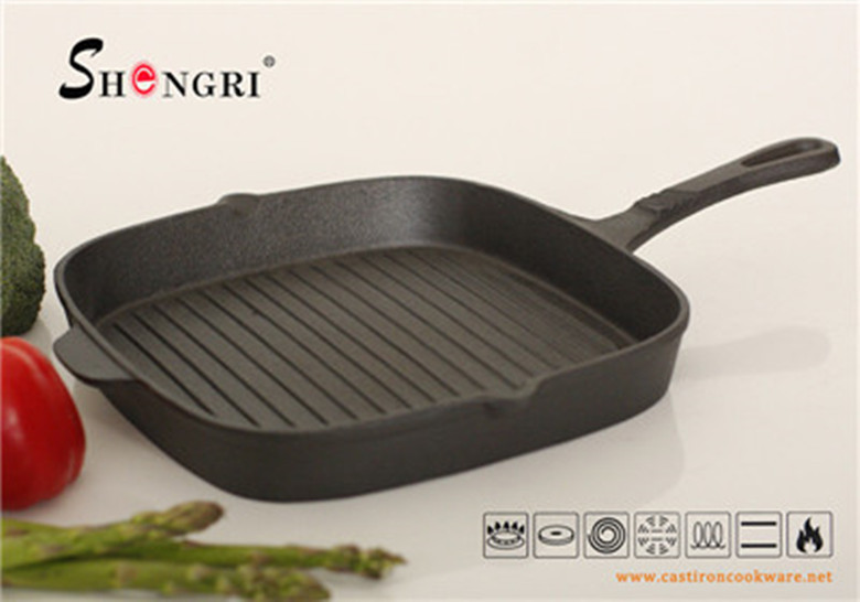 Shengri Square Cast Iron Grill pan Frying Pan