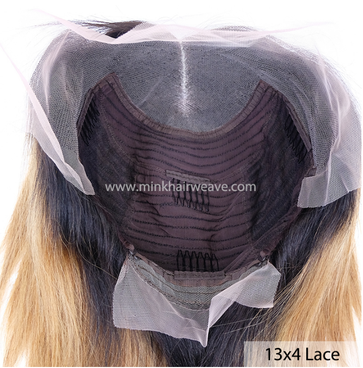Mink Hair Weave 1B27 Ombre Color Wig 13x4 lace frontal 150 Density Lace Front Wig