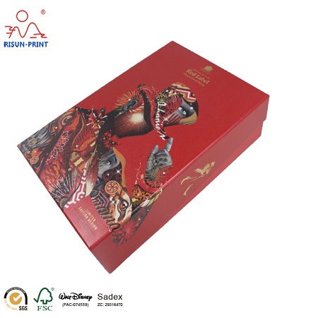 high quality custom printing wine packaging embossed logo whisky paper gift box