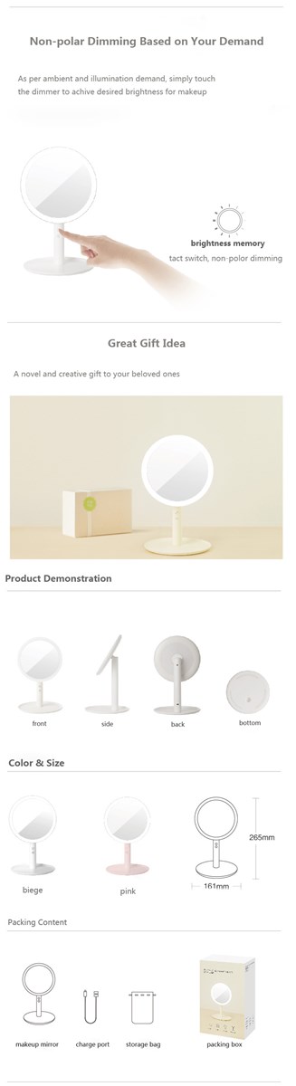 Portable LED Makeup Mirror with Table Lamp
