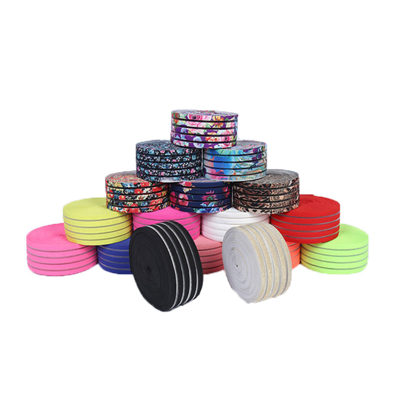 Clothing home textile polyester ribbon fish silk polyester ribbon color jump band printing elastic rope rubber wholesale