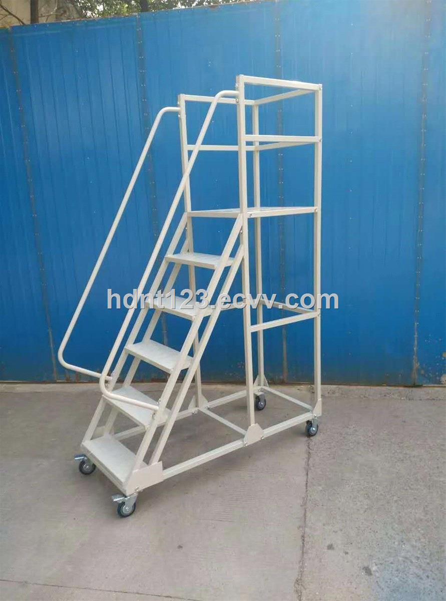 Movable Steel Safety Warehouse Rolling Ladder
