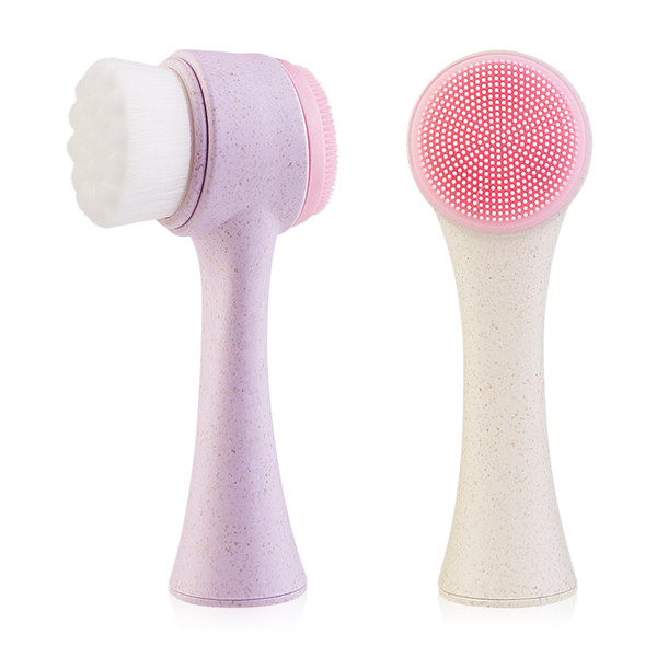 Eco Friendly Biodegradable Standup Facial Washing Brush Manual Cleansing Brushes Double Side Silicone 3D Face Cleaning