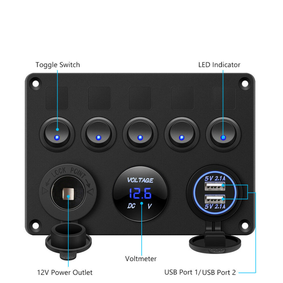Waterproof LED Marine Switch Panel on off 12v marine auto rocker breaker panel mount