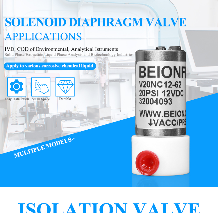 Solenoid Diaphragm Valve for in Vitro Diagnosis IVD Application Normally closed Series