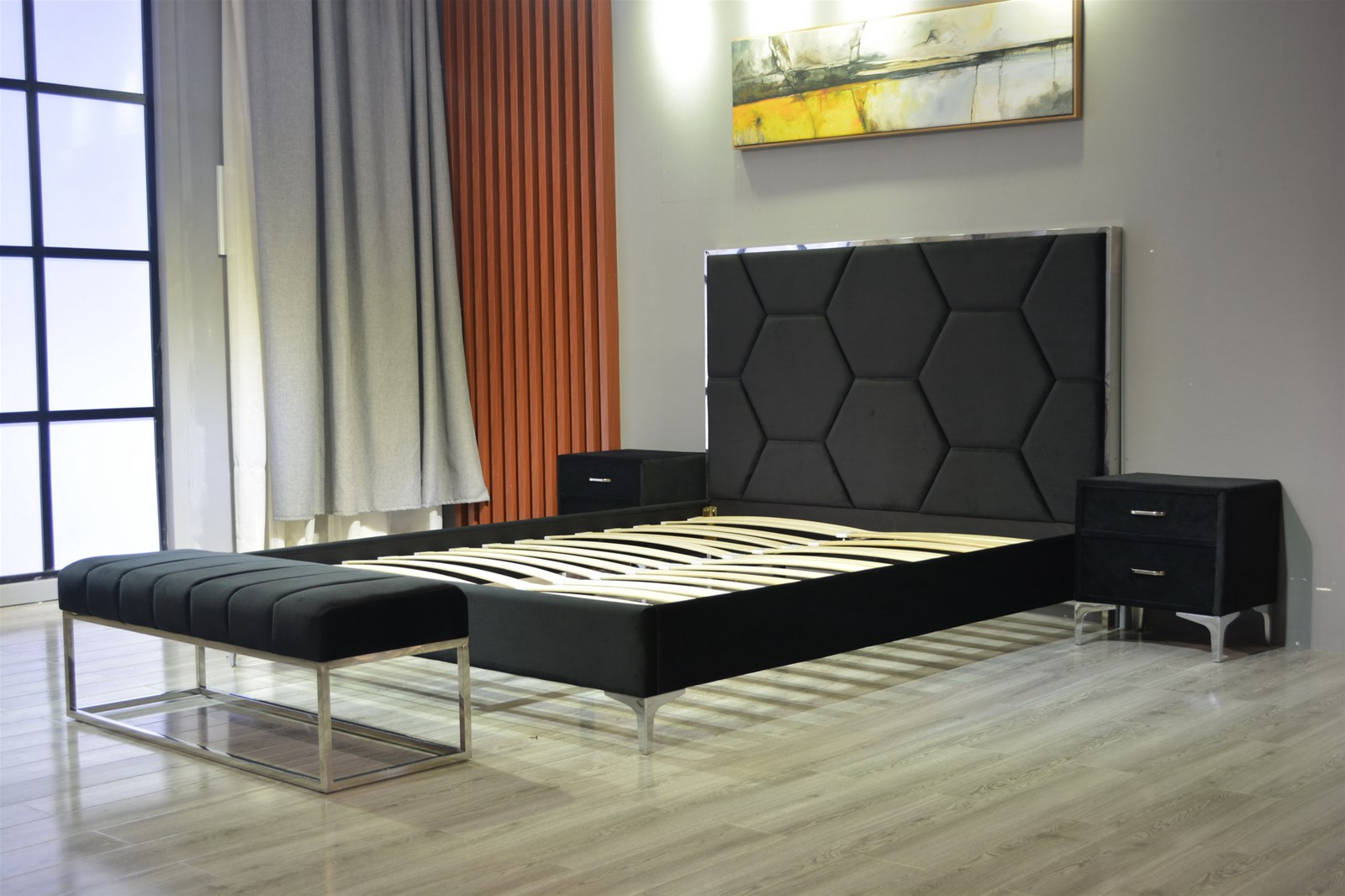 Modern Luxury Velvet Upholstered Bed