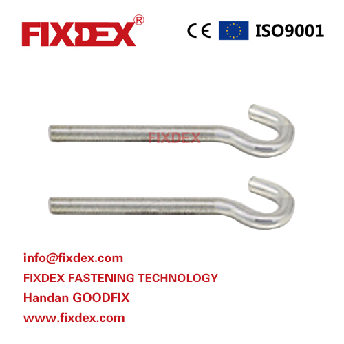 Zinc Plated J BoltHook with Nut carbon steel J shaped bolts factory