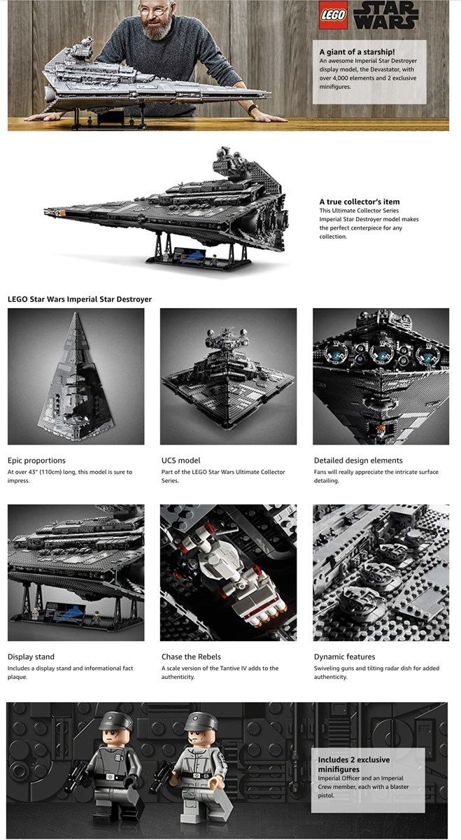 ORIGINAL LEGO Star Wars 75252 Ultimates Collectors Millennium Imperial Star Destroyer 4784 Pieces