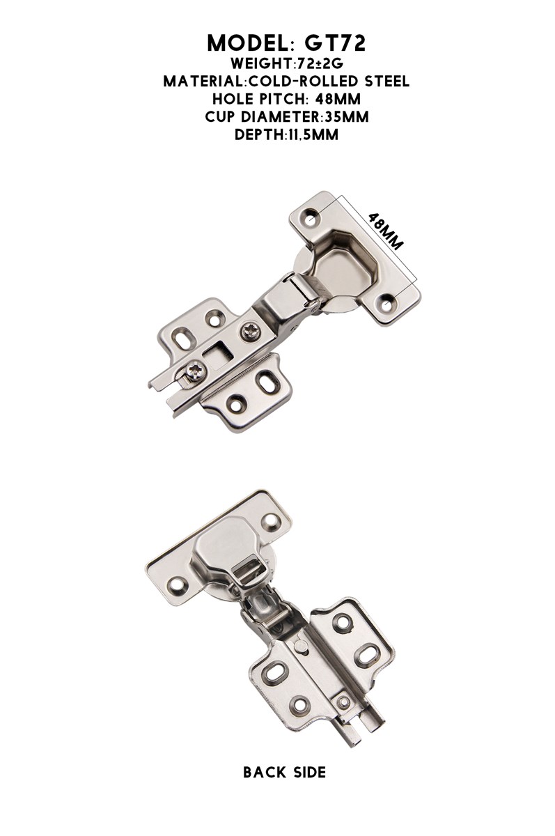 gt72 hot sale supported OEM service iron normal closing fixation cabinet hinge