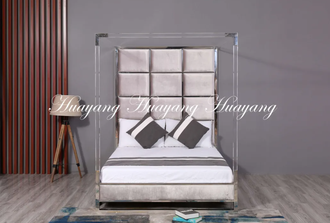 Luxury Stainless Steel Upholstery Bed