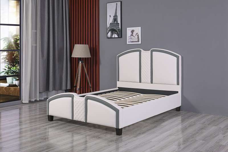 White PU Quilting Flat Bed NonRemovable Home Furniture Set