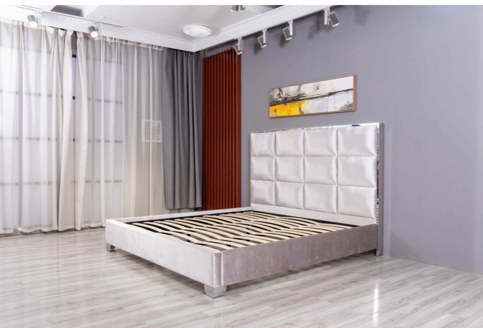 Linear Fabric Bed Frame Upholstery Square Panels