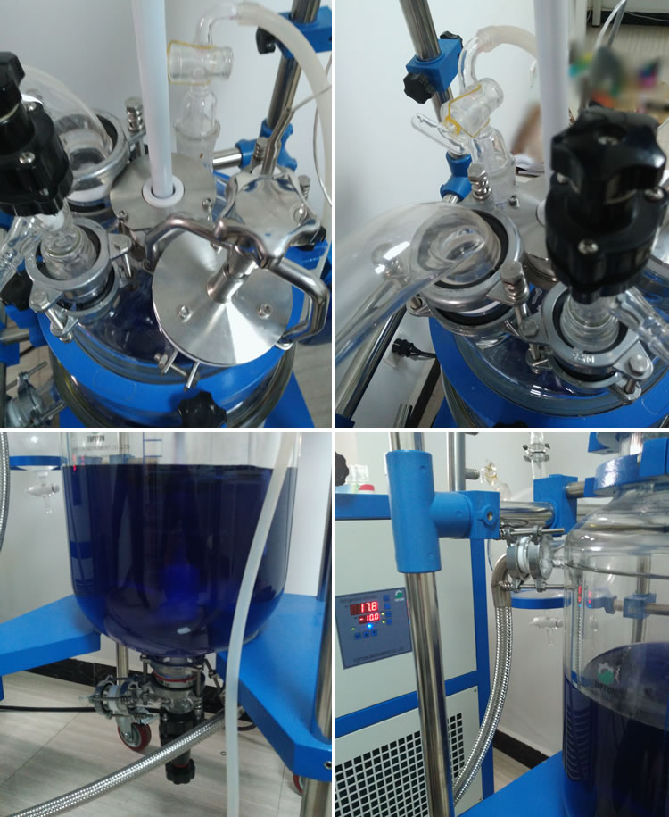 10L pilot batch reactor Jacketed Double layer Glass Reactor with rectification column and condenser