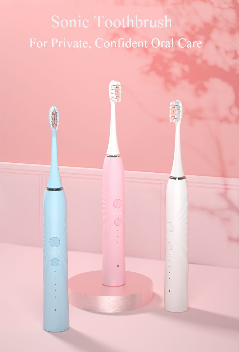 Shower Safe Wireless Powered Electronic Tooth Brush Rechargeable Toothbrush with Replacement Refill Heads