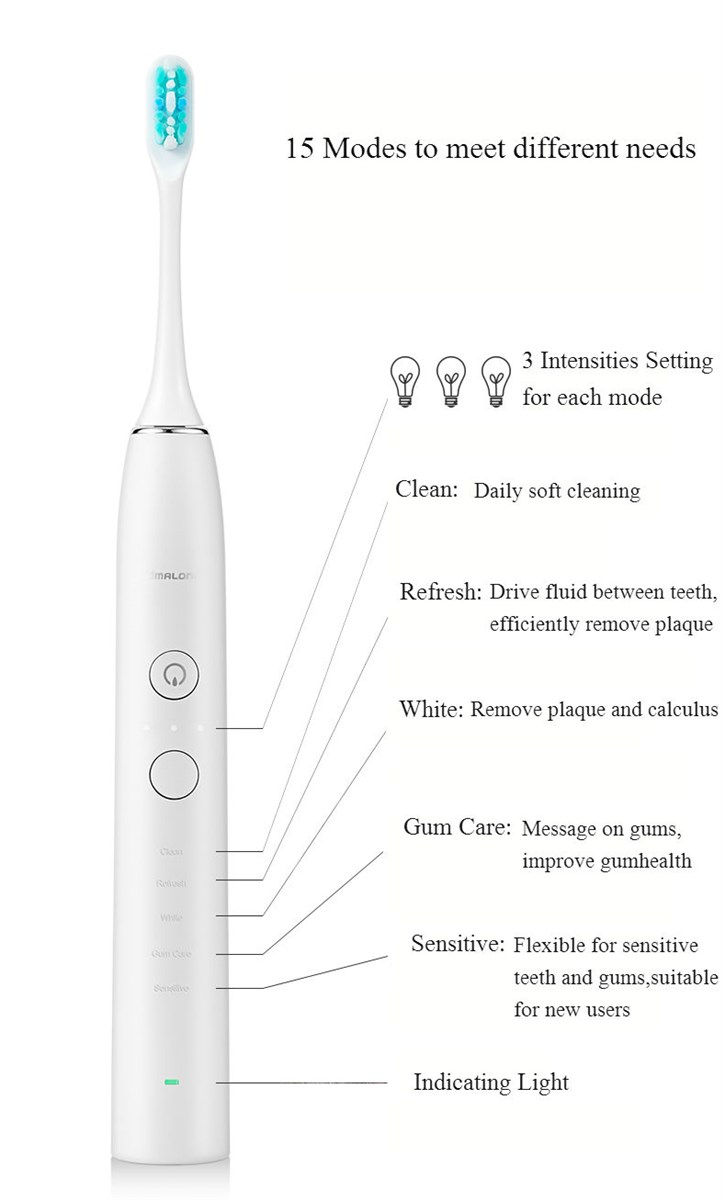 Dental Care Teeth Whitening Sound Wave Type Toothbrush Rechargeable Electric Toothbrush