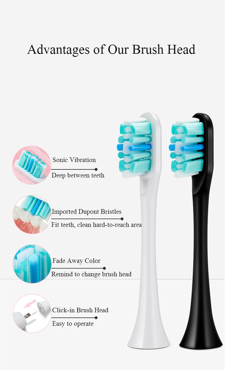 Dental Hygiene Smart Automatic Toothbrush Wireless Charging Electric Toothbrush with Travel Case in Black White