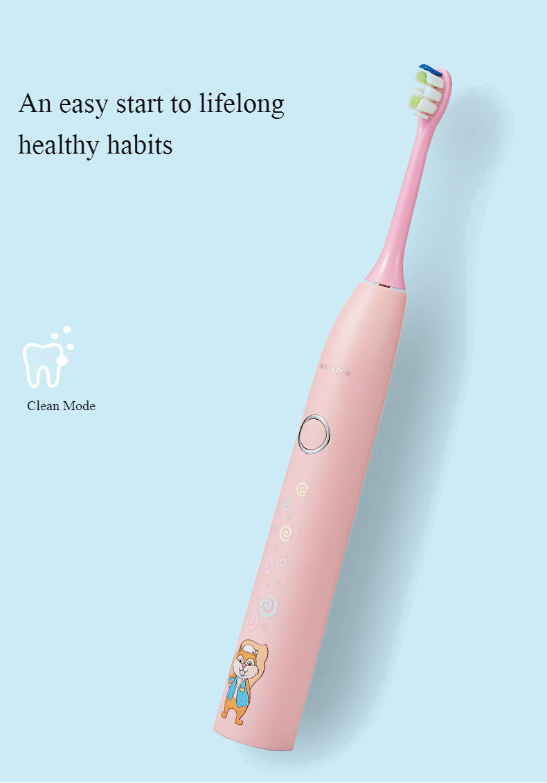 Smart Automatic Soft Bristles Sonic Toothbrush Children Toothbrush with 2 Brush Heads