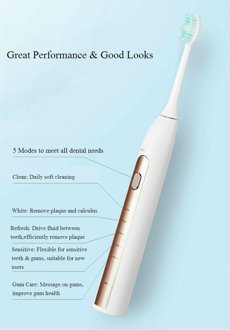 High End USB Charging Adult Oral Care Electric Toothbrush with 2 Brush Heads