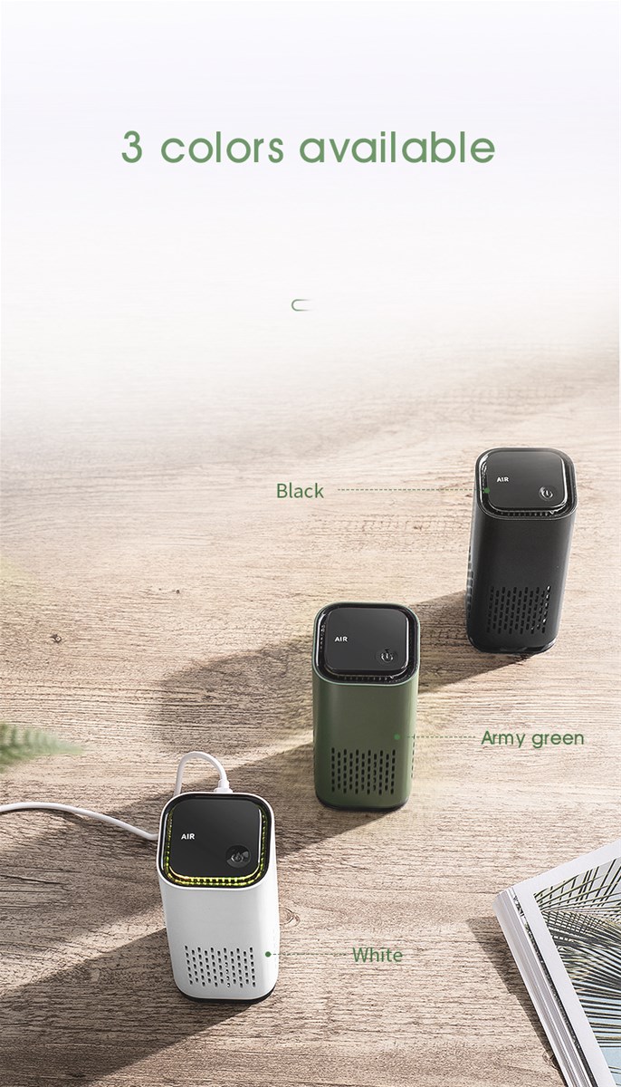 Mini Portable 2021 New Design Car Air Purifier with USB Cable Charging