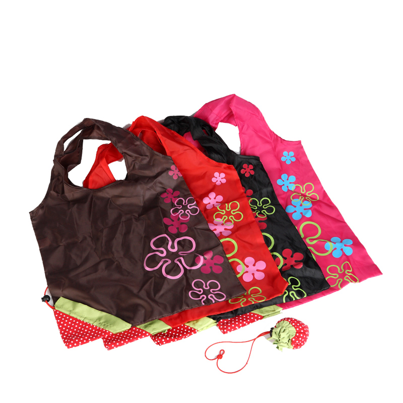 colored stawberry polyester foldable shopping bag