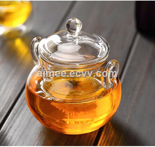 High Borosilicate Heat Resistant Glass Teapot Set With Infuser Glass Teapot With Two Handle