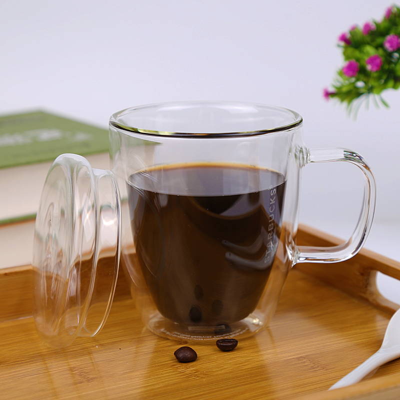 Insulated Glass Coffee Mugs Hot Selling Double Wall Glasses Reusable Glass Coffee Cup with Handle Tea Cup