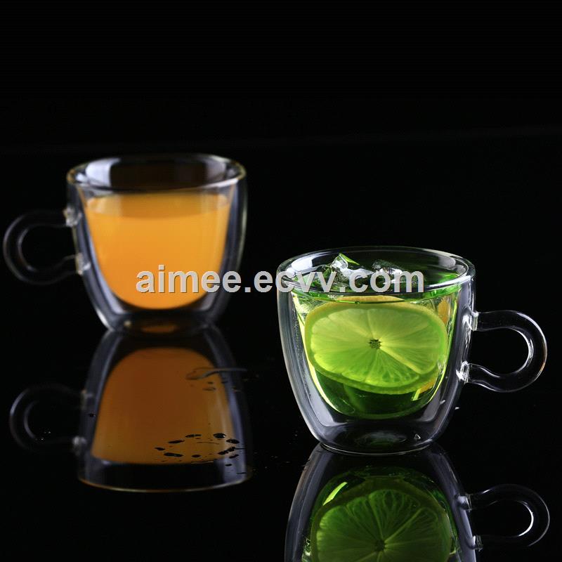 Factory wholesale double walled glasses insulated glass coffee mugs cups for coffee