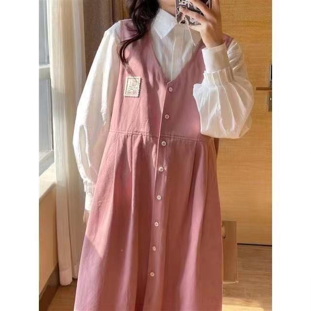 Long sleeve fashion pink summer dresses for young girls