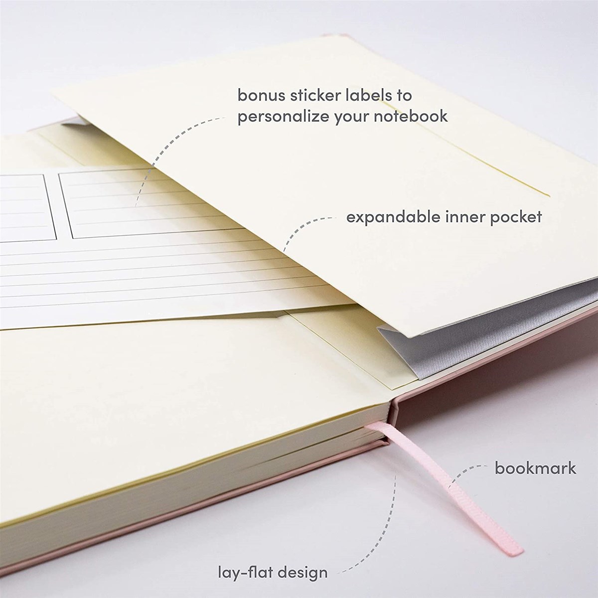 525x825 Ruled Hardcover Notebooks Faux Leather and Elastic Closure with PocketLined Journal Notebook