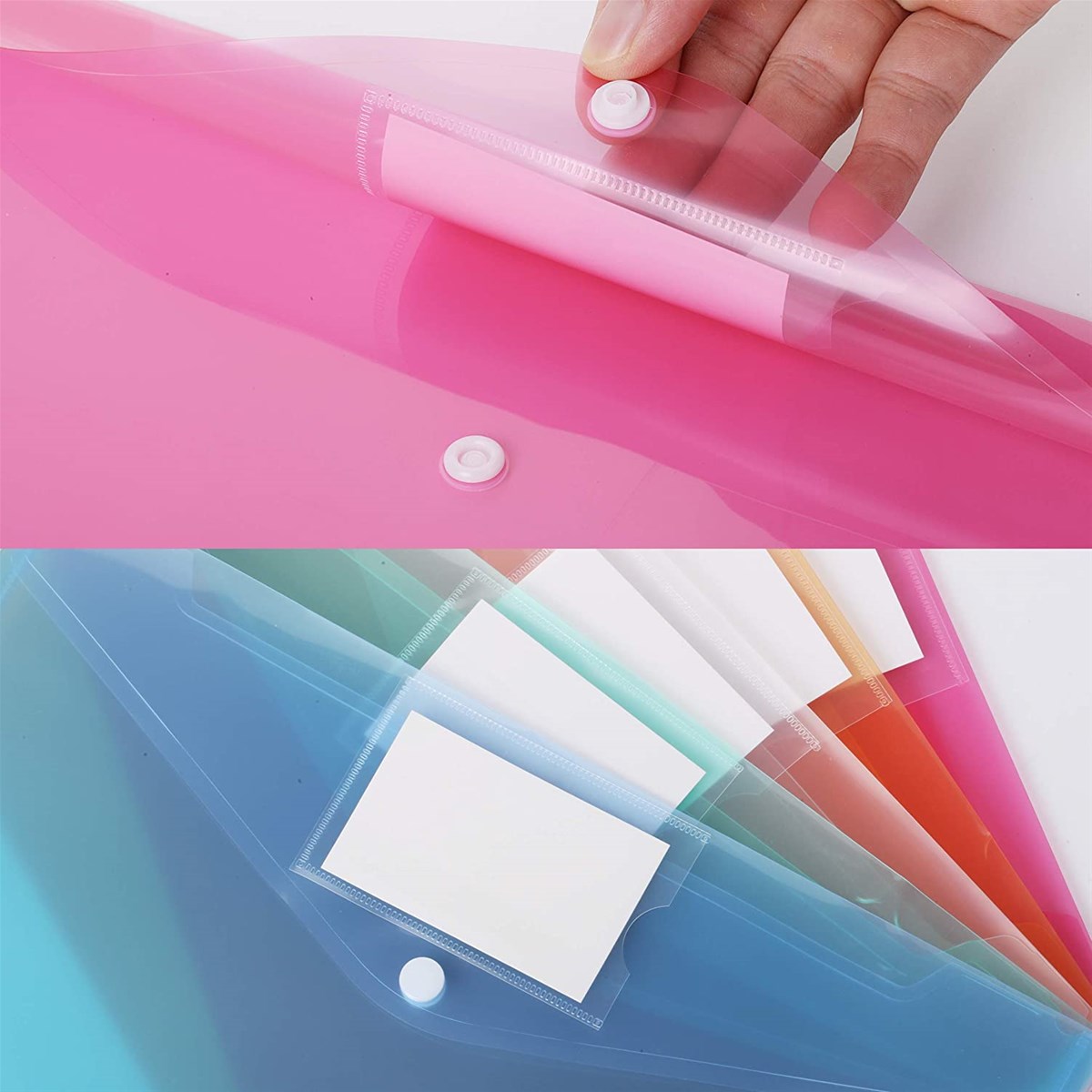 Customized colorful clear hard plastic bag A4 size plastic file wallet folder file envelopes