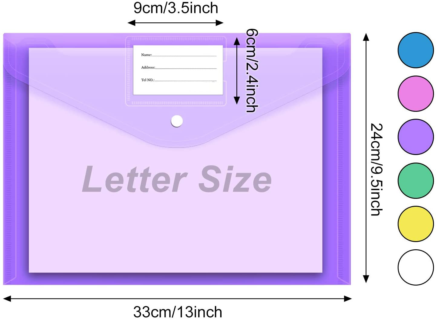 Customized colorful clear hard plastic bag A4 size plastic file wallet folder file envelopes