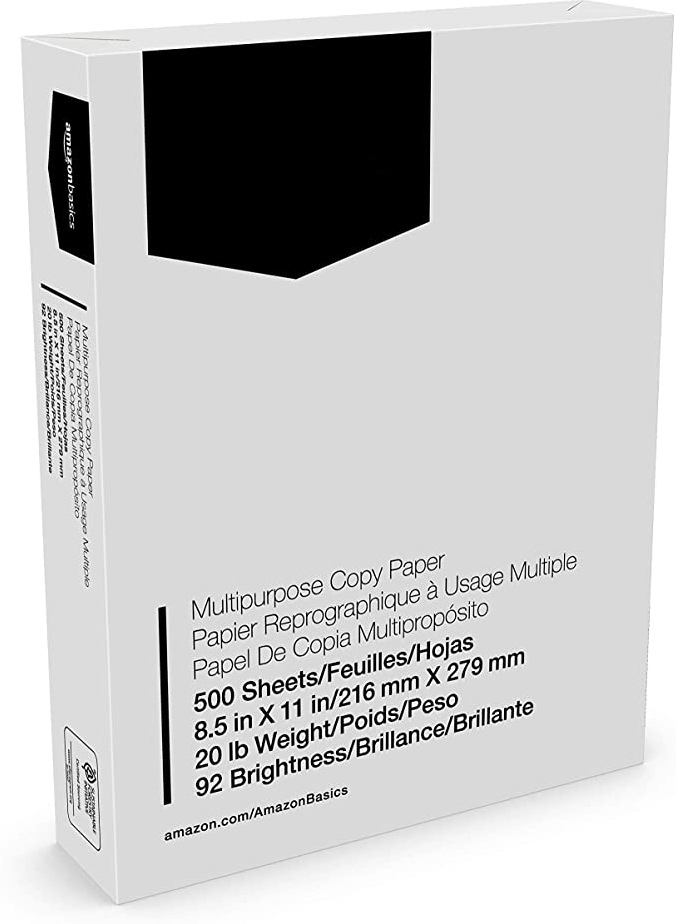 peedii Basics Multipurpose Copy Printer Paper White 85 x 11 Inches 1 Ream 500 Sheets