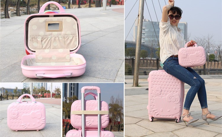 PC Childrens Suitcase Set 202428Inch With 14Inch Ladies Cosmetic Handbag Universal Wheel Luggage High Capacity Travel