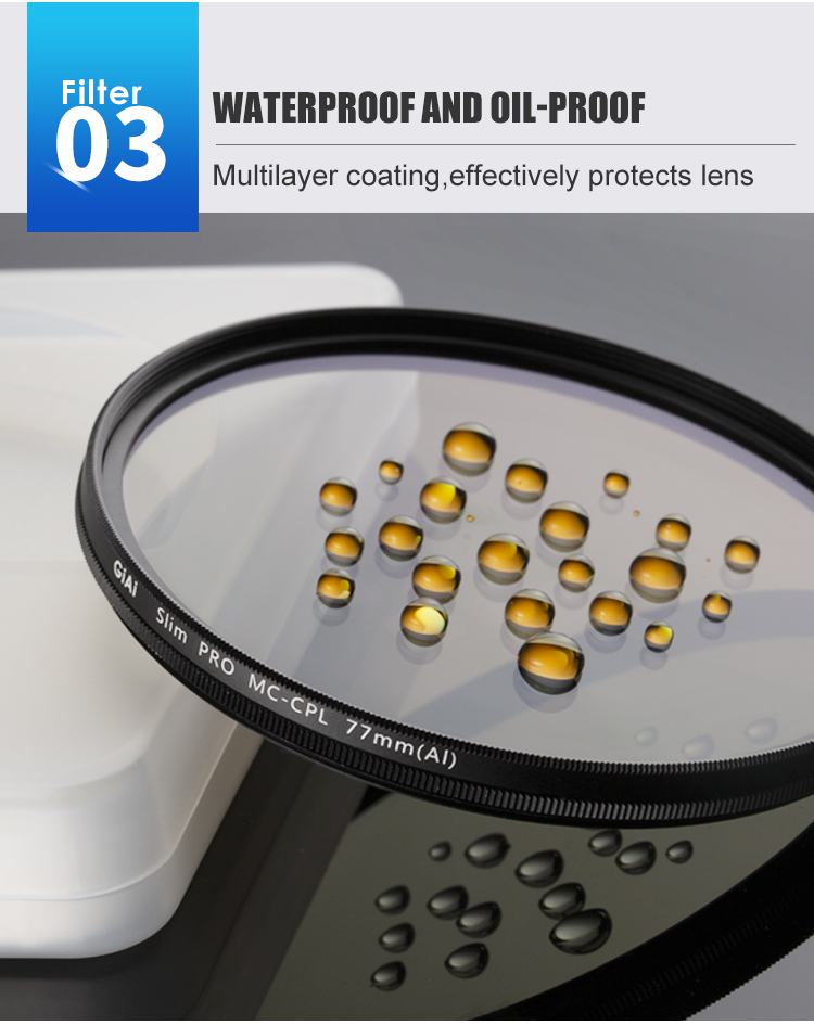 GiAi 55mm Nano Coated Circular Polarizer Filter Camera CPL Filter