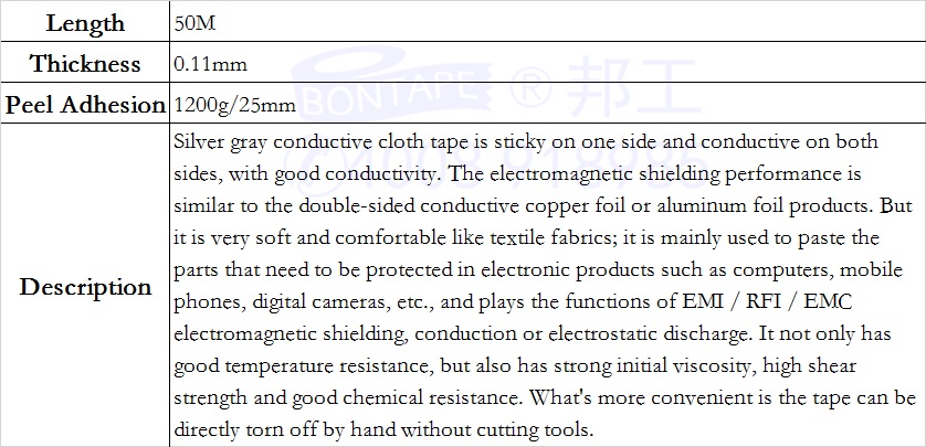 Electricconduction cloth Electromagnetic shielding tapes Electrostatic protection RFI block Doublesided conductive tape