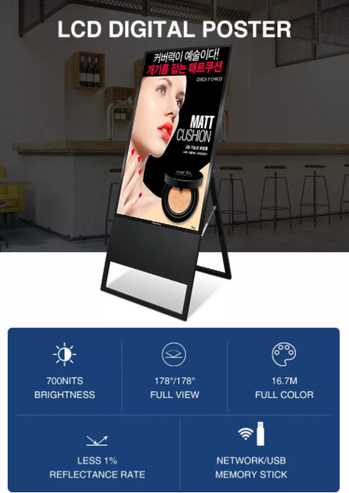 32 43 49 55 LCD portable digital signage poster