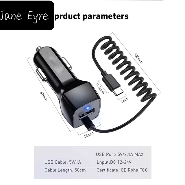 The Best Carcharger Jane Eyre USB Output 24A Smart Fast Car Charger for Iphone X11 XIAO MI Note 10 Huawei High Curre