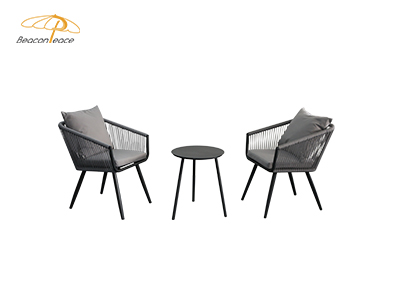 leisure outdoor garden patio rope weaving aluminum frame table chair sets