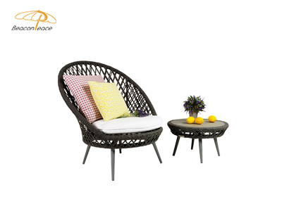 popular outdoor garden patio rope weaving aluminum frame chair with coffee table
