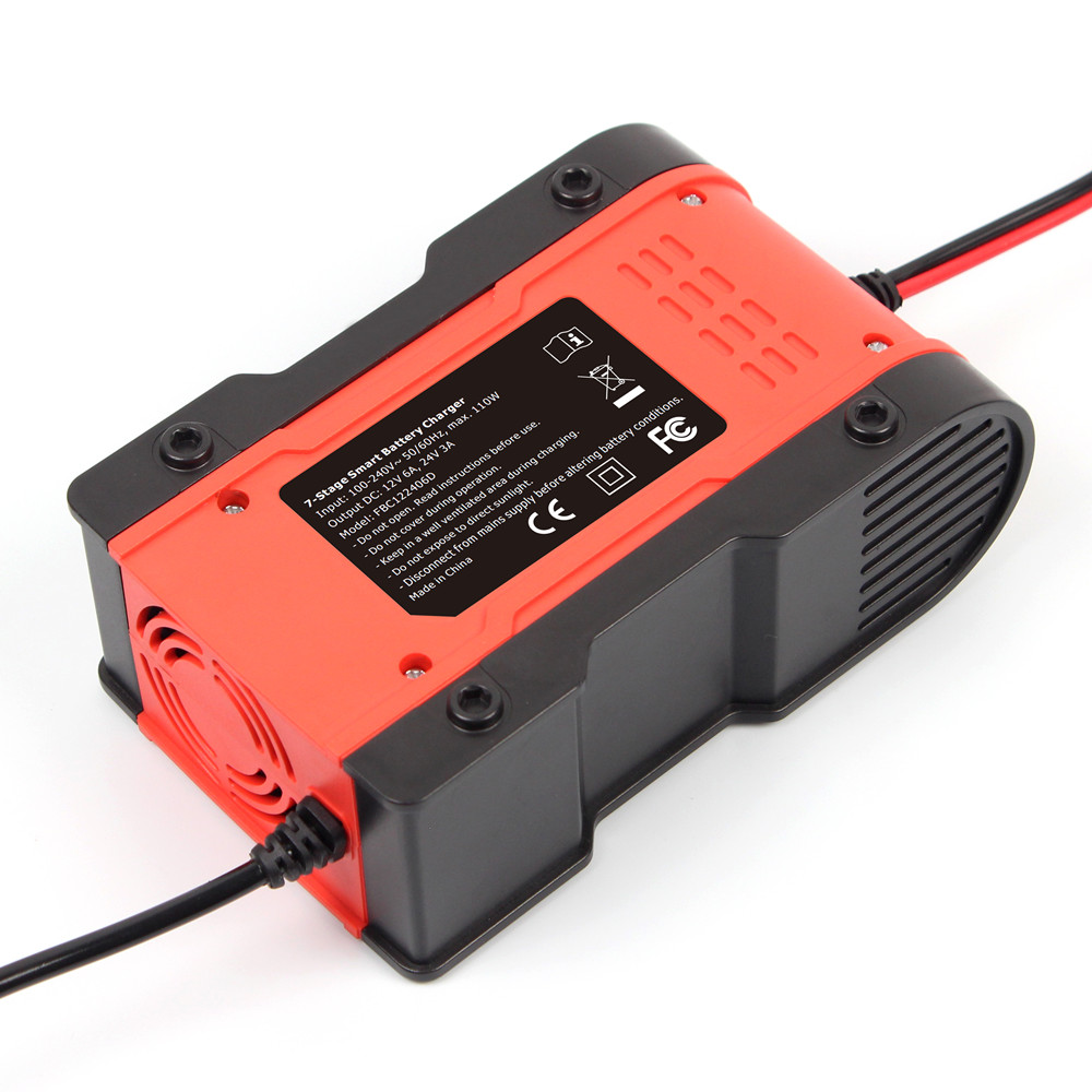 FOXSUR 12V 24V 6A Automatic Smart Battery Charger 7stage Car Battery Charger for GEL WET AGM 126V Lithium LiFePO4 LiP