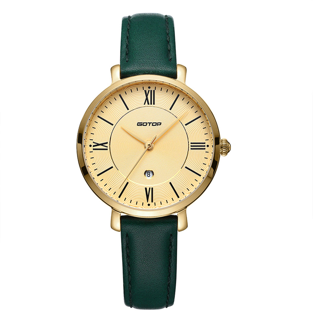Features of SS35001 gold and green ladies watch