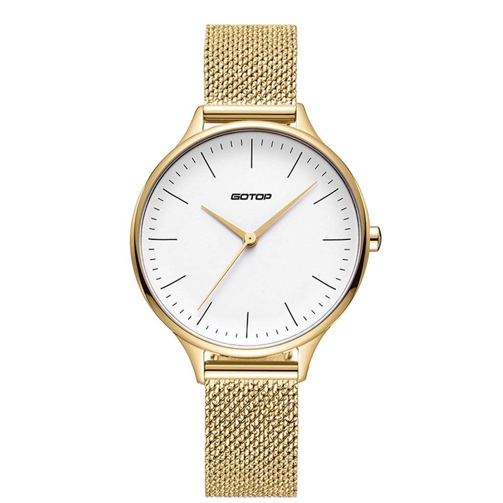 SS55302 Gold and White Mesh Strap Ladies Watch Features
