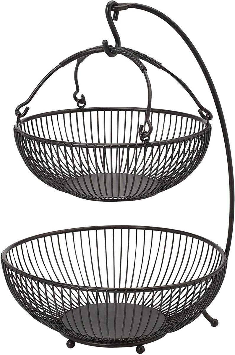 two tiers metal ftruit basket wire storage basket