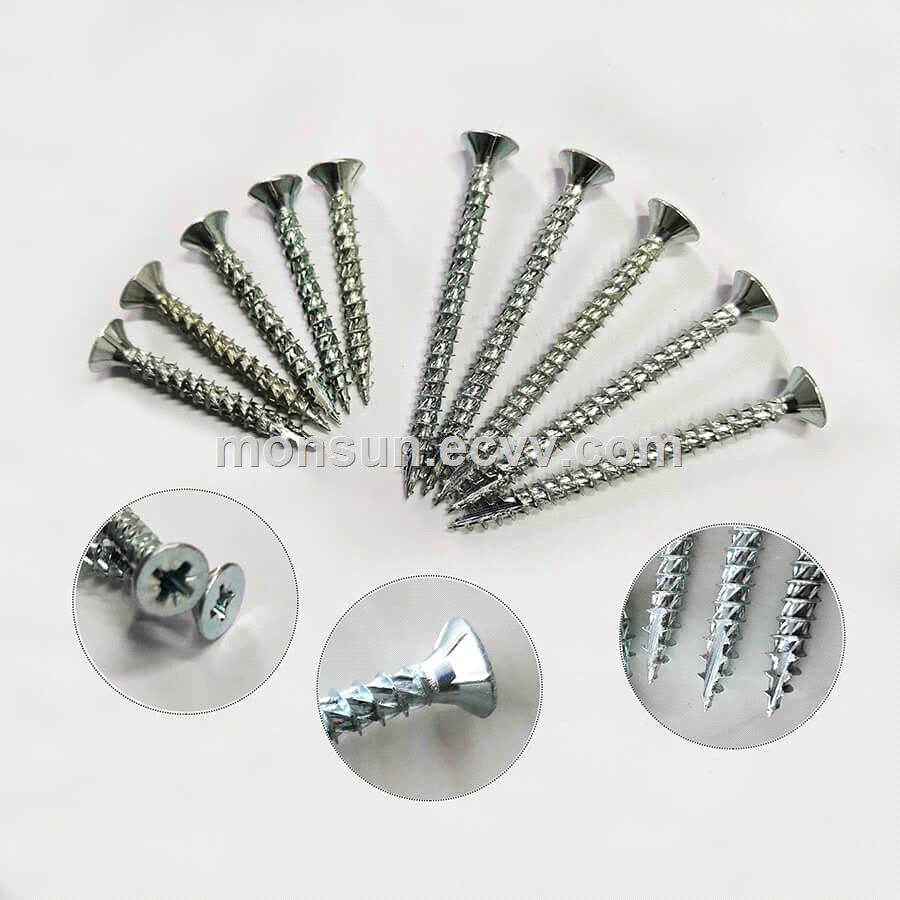 Double CSK Head Chipboard Screw With Nibs cutting Knurling Zinc Cross countersunk head Selfdrilling screw